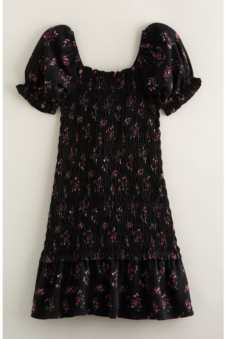 Kids' Smocked Dress, Main, color, BLACK CLIMBING FLORAL