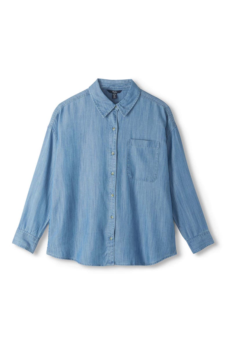 Relaxed Long Sleeve Button Down Shirt, Alternate, color, LIGHTWASH BLUE