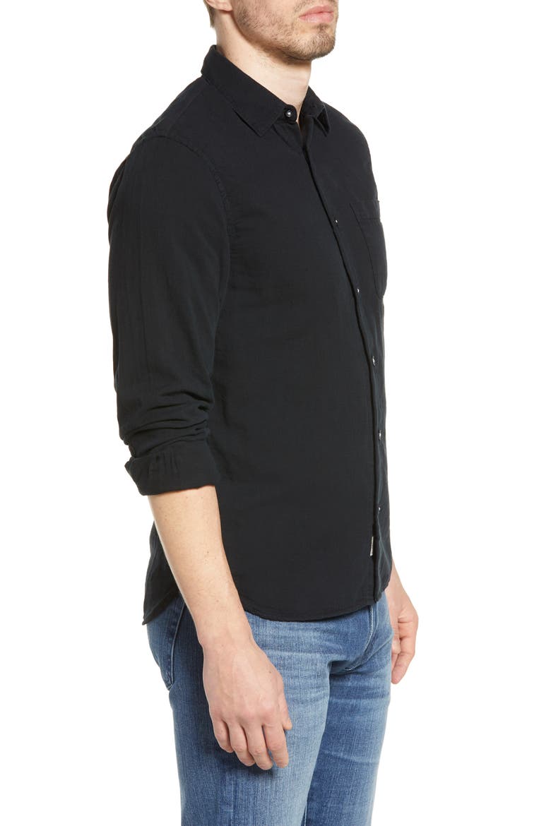 KATO The Ripper Organic Cotton Gauze Button-Up Shirt, Alternate, color, BLACK