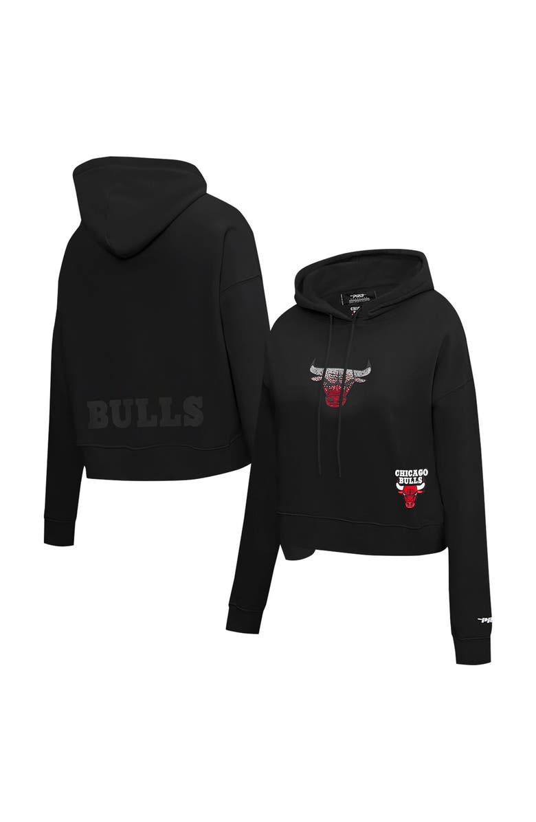 PRO STANDARD Women's Pro Standard Black Chicago Bulls Jewels Cropped Pullover Hoodie, Main, color, Black