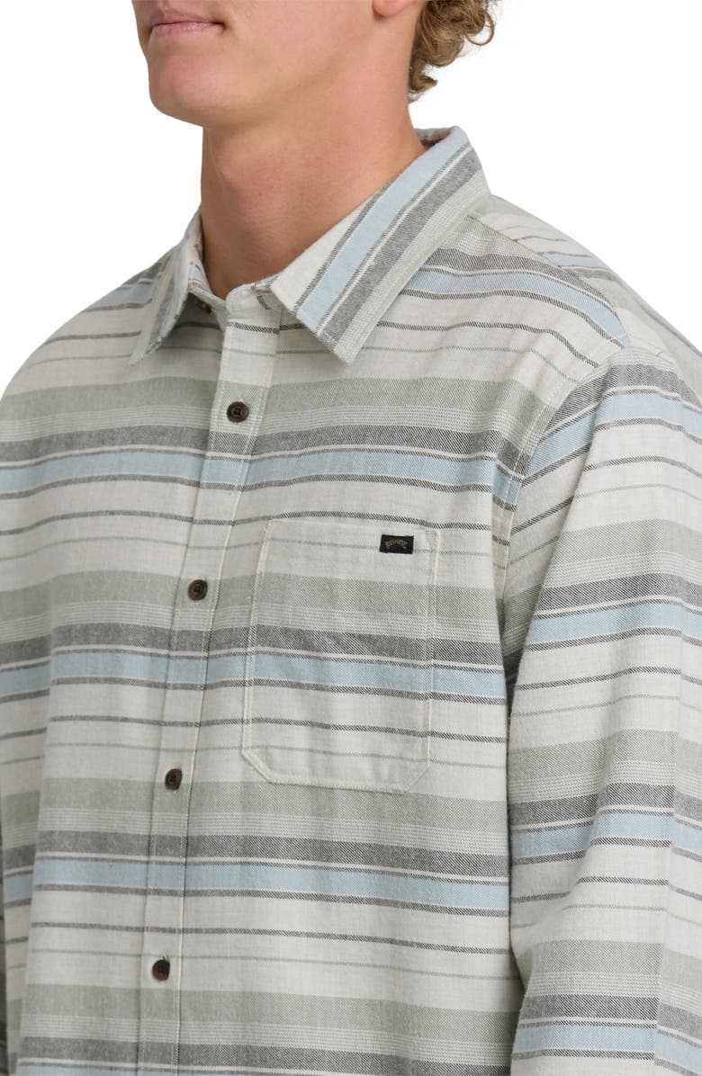 Billabong Coastline Cotton Flannel Button-Up Shirt, Alternate, color, White Multi