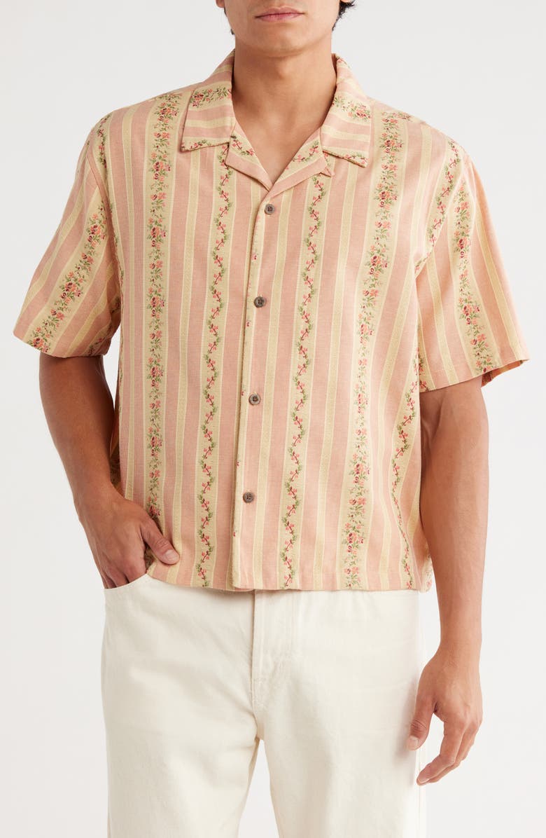 PacSun Oversize Beck Camp Shirt, Main, color, Pink Multi Stripe