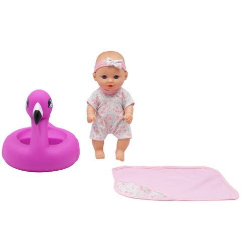 10 Inch Bath Time Baby Doll with Flamingo