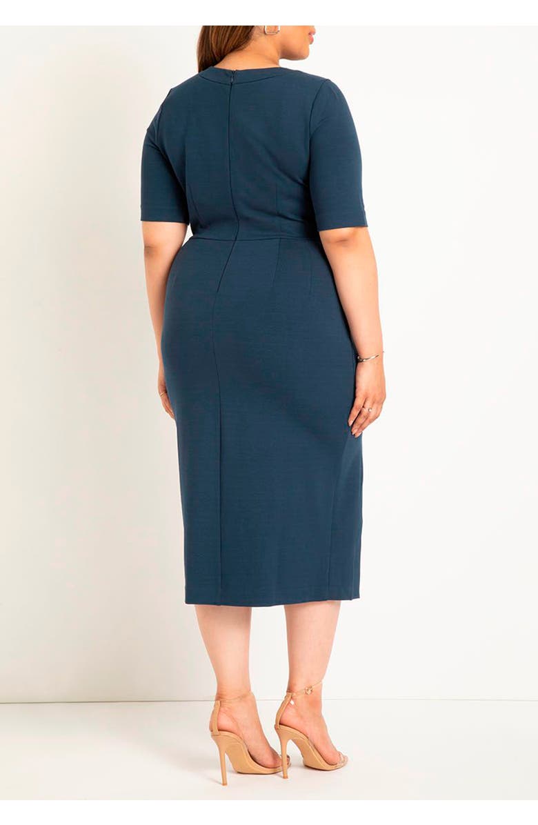 ELOQUII Button Front Workwear Dress, Alternate, color, Black Onyx