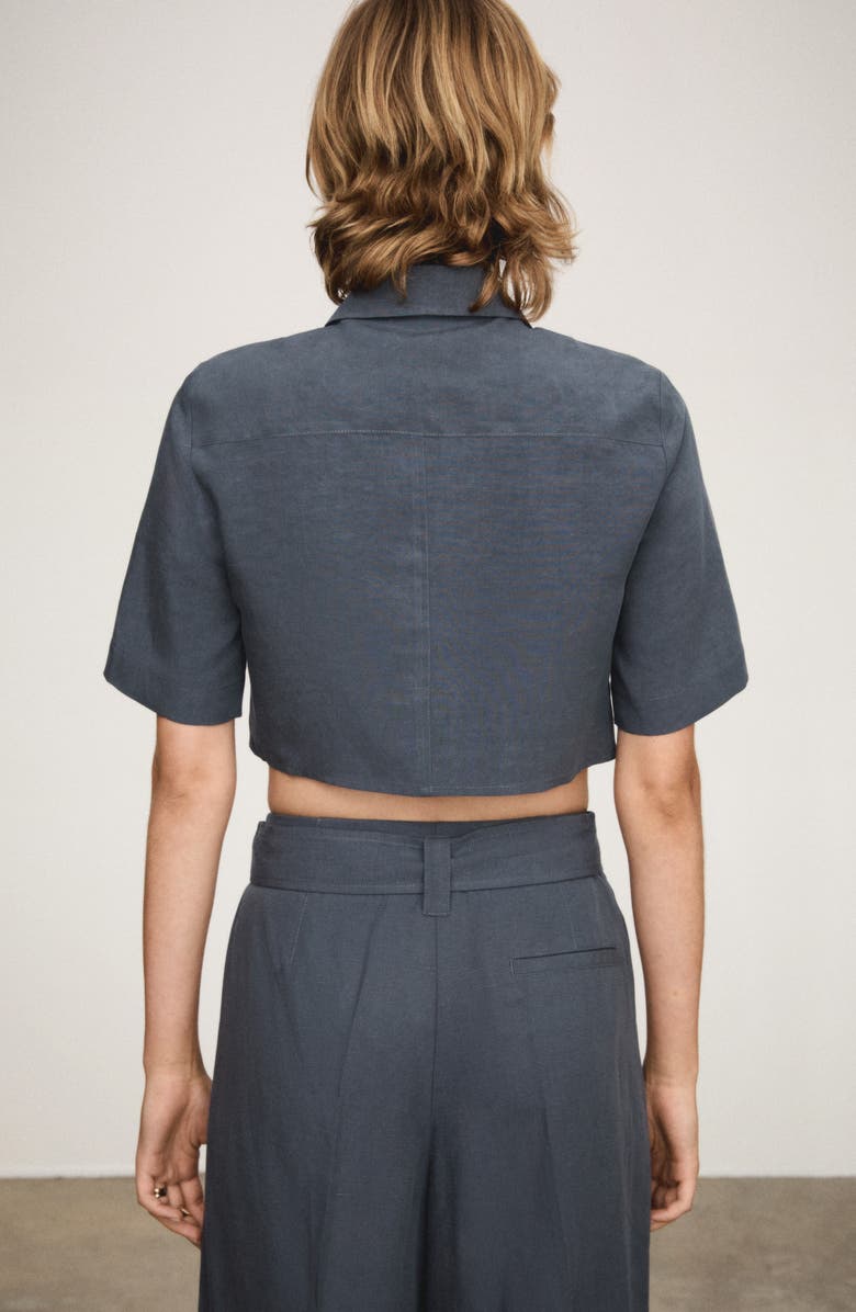 MANGO Crop Button-Up Shirt, Alternate, color, 