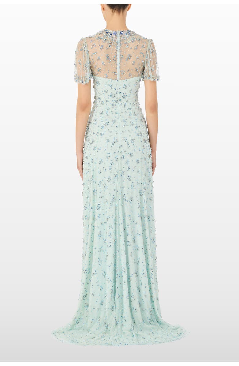 Jenny Packham Ambiance Beaded Maxi Dress, Alternate, color, Alice Blue