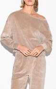 Spiritual Gangster Ava Off the Shoulder Velour Sweatshirt