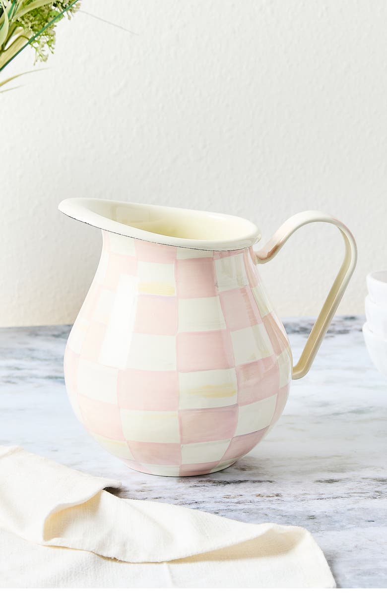MACKENZIE CHILDS Rosy Check Pitcher, Alternate, color, Pink/ White