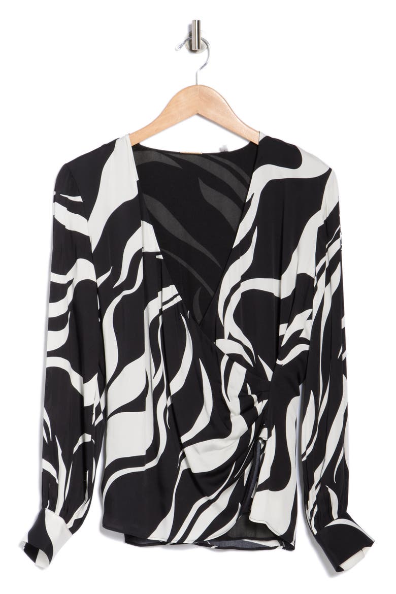 The Estelle Wrap Front Silk Blend Top, Alternate, color, WILDSIDE