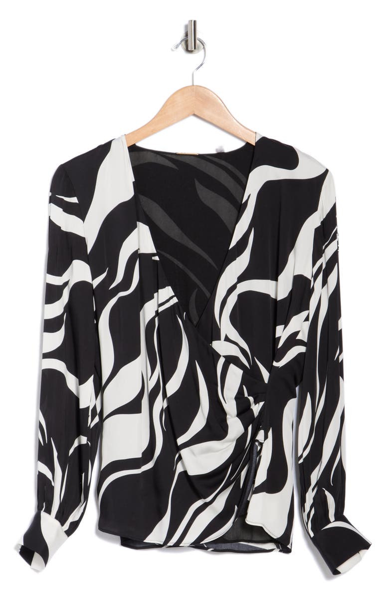 Elie Tahari The Estelle Wrap Front Silk Blend Top, Alternate, color, Wildside