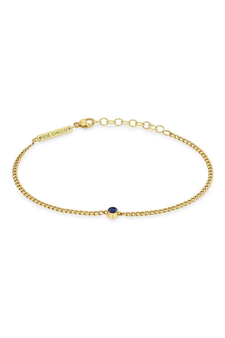 Bezel Blue Sapphire Pendant Bracelet, Main, color, YELLOW GOLD