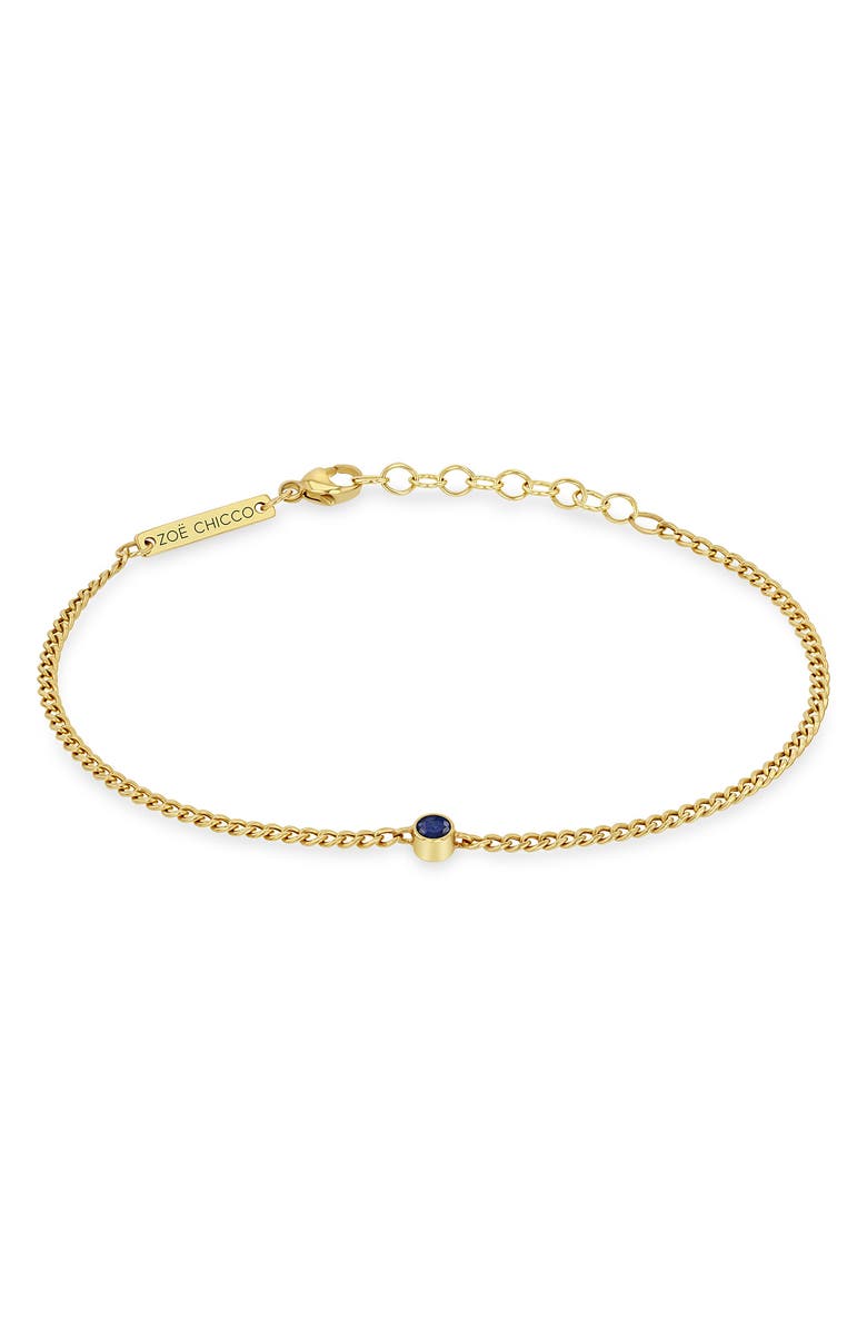 Zoë Chicco Bezel Blue Sapphire Pendant Bracelet, Main, color, 