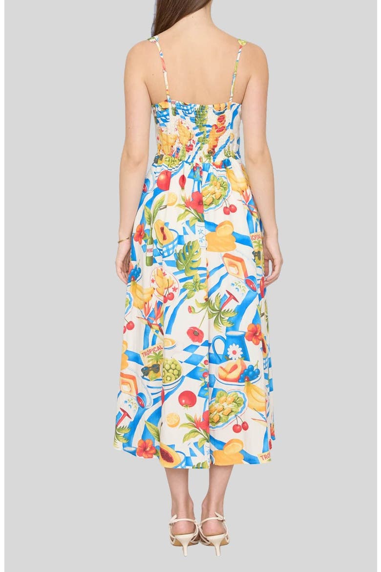 Fruit Print Corset Midi Sundress, Alternate, color, CREAM MULTI