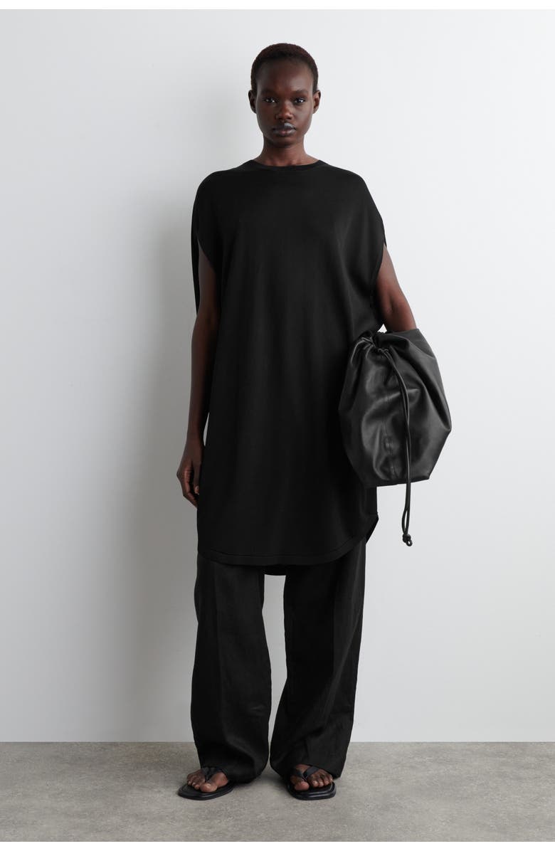 COS Circle-Cut Knit Dress, Alternate, color, Black