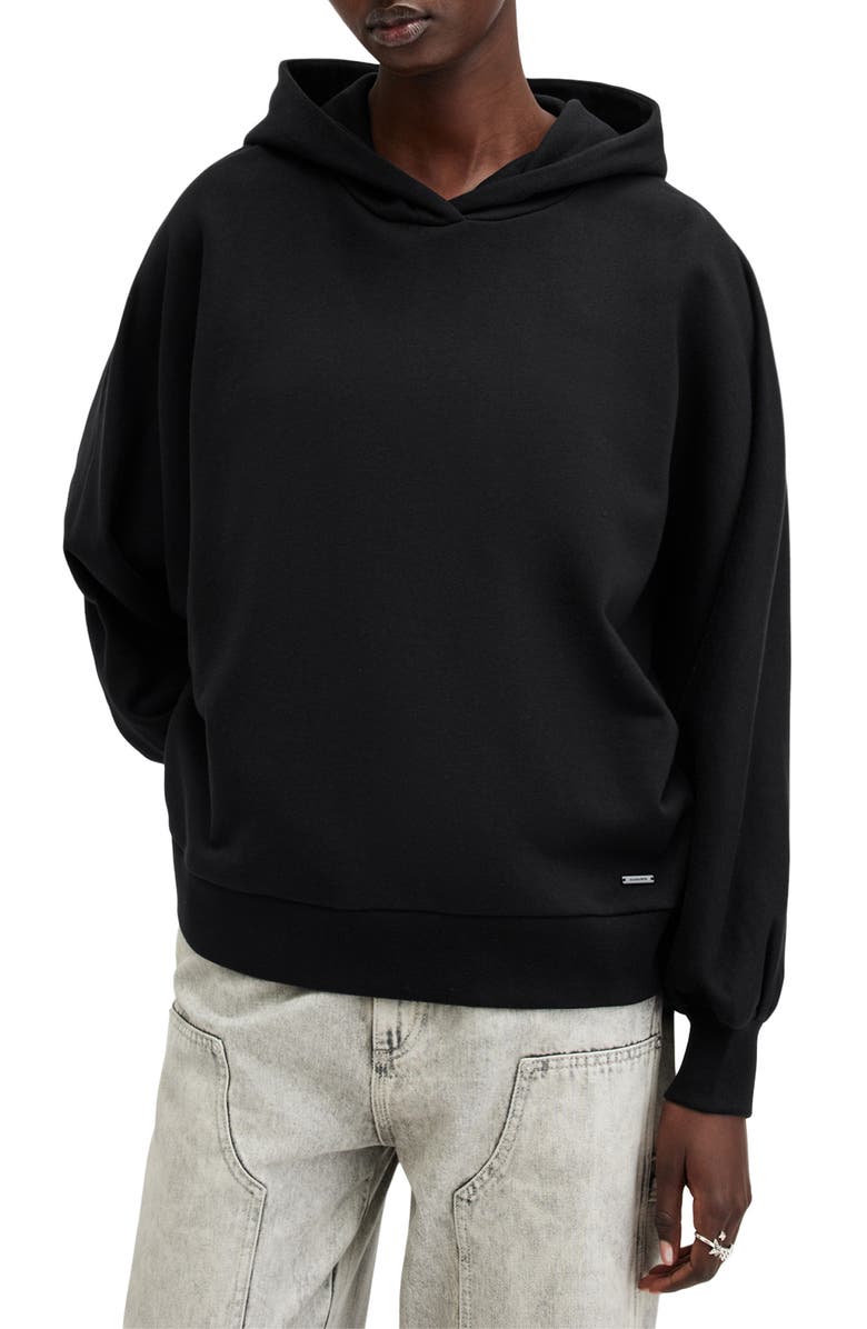 AllSaints Artia Cotton Hoodie, Main, color, Black