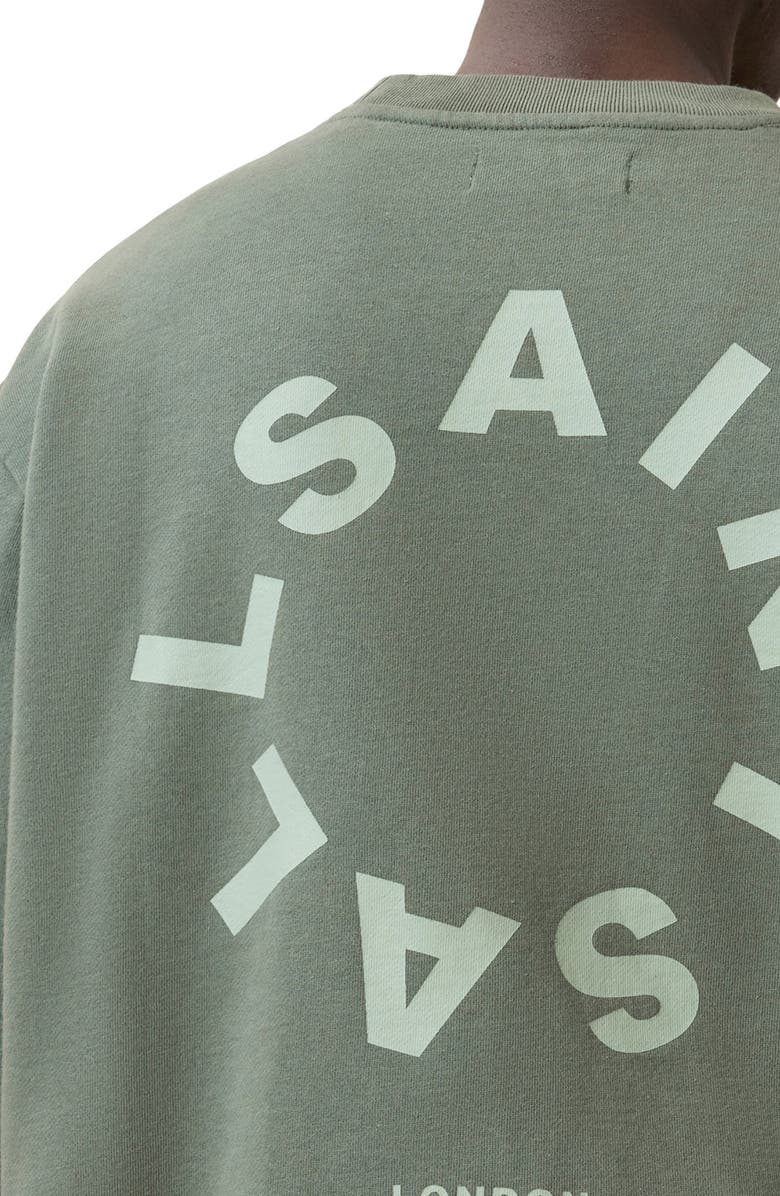 AllSaints Tierra Crewneck Graphic Sweatshirt, Alternate, color, Island Green