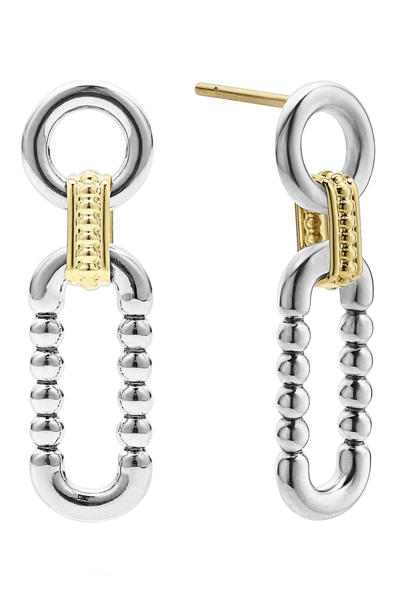 LAGOS Signature Caviar Link Drop Earrings, Main, color, Silver Gold