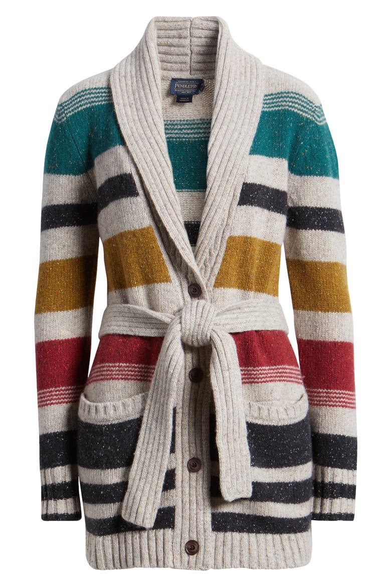 Camp Stripe Lambswool Blend Wrap Cardigan, Alternate, color, IVORY MULTI STRIPE