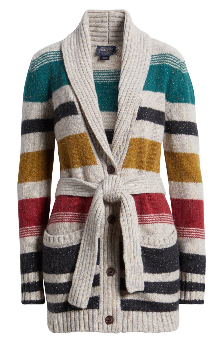 Pendleton Camp Stripe Lambswool Blend Wrap Cardigan, Main, color, 