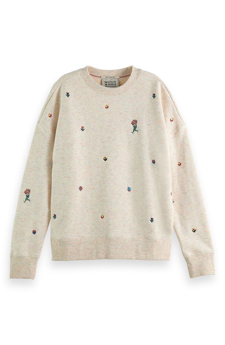 Scotch & Soda Embroidered Mélange Sweatshirt, Main, color,