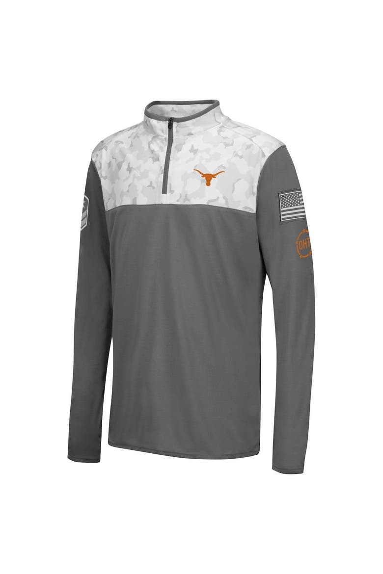 Youth Colosseum Charcoal/White Texas Longhorns OHT Military Appreciation Badge II Quarter-Zip Jacket, Alternate, color, Charcoal