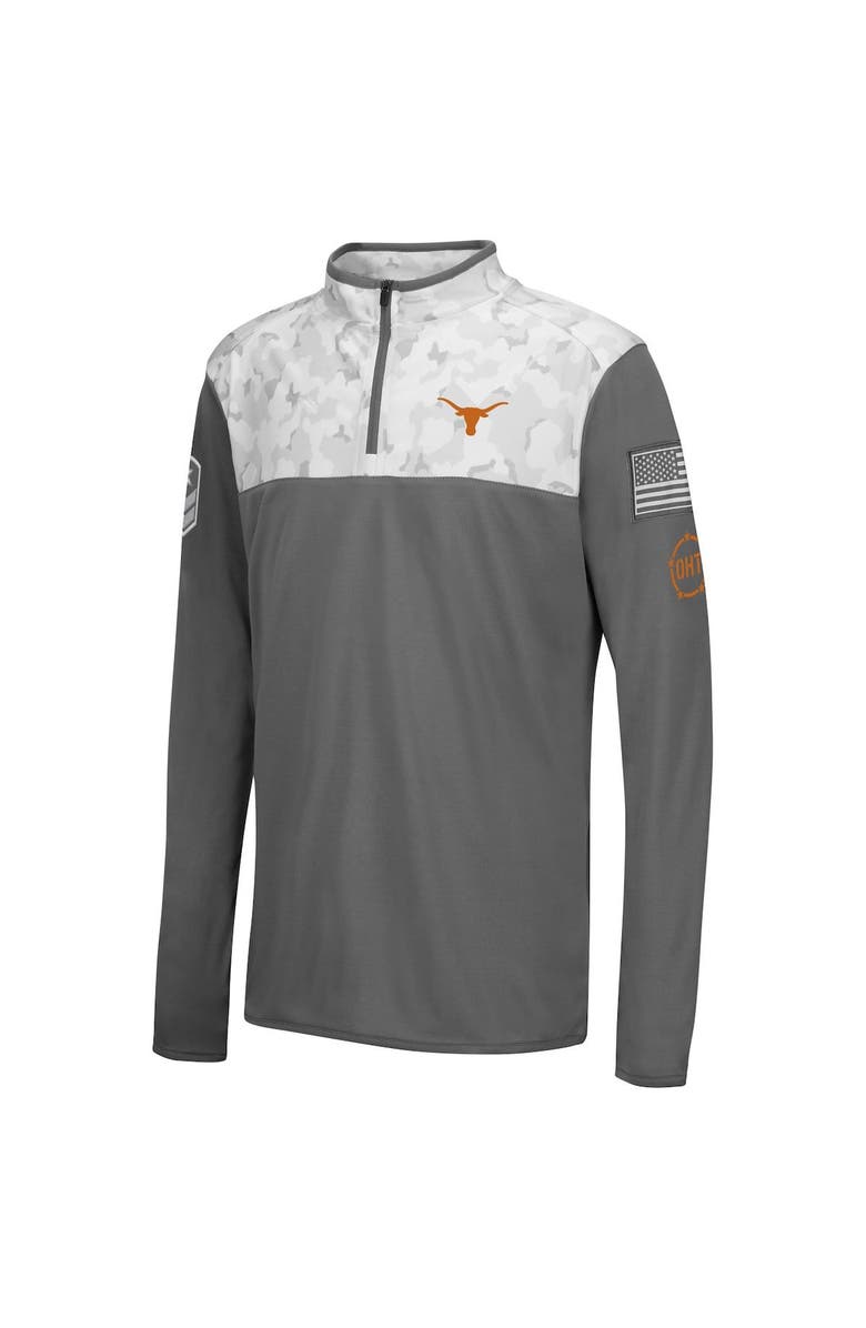 COLOSSEUM Youth Colosseum Charcoal/White Texas Longhorns OHT Military Appreciation Badge II Quarter-Zip Jacket, Alternate, color, 