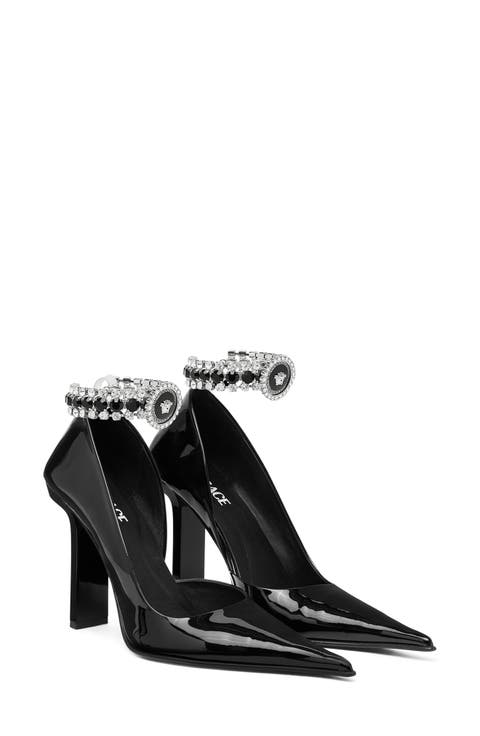 Crystal Ankle Strap Half d'Orsay Pointed Toe Pump (Women)