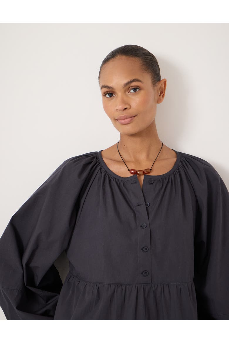 Beck Cotton Peplum Blouse, Alternate, color, Navy Blue