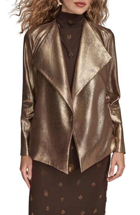 Flyaway Metallic Faux Leather Jacket