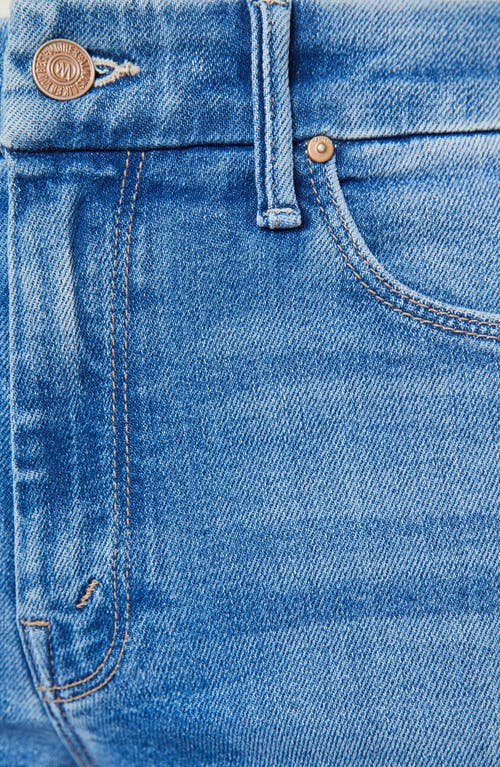 Mother Lil' Roller Frayed Wide Leg Jeans In Blue