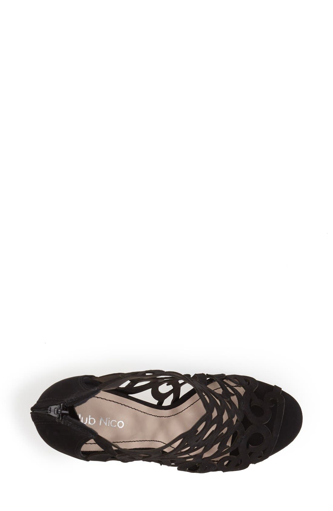 'Marla' Laser Cutout Peep Toe Bootie, Alternate, color, BLACK
