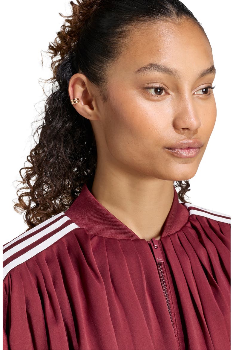 Satin Pleated Track Top, Alternate, color, SHADOW RED