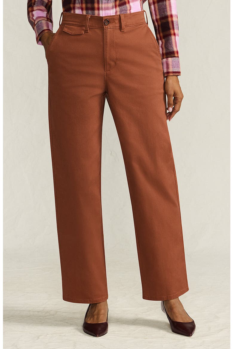 Chino High Rise Rail Straight Leg Pants, Main, color, Rich Ginger Brown