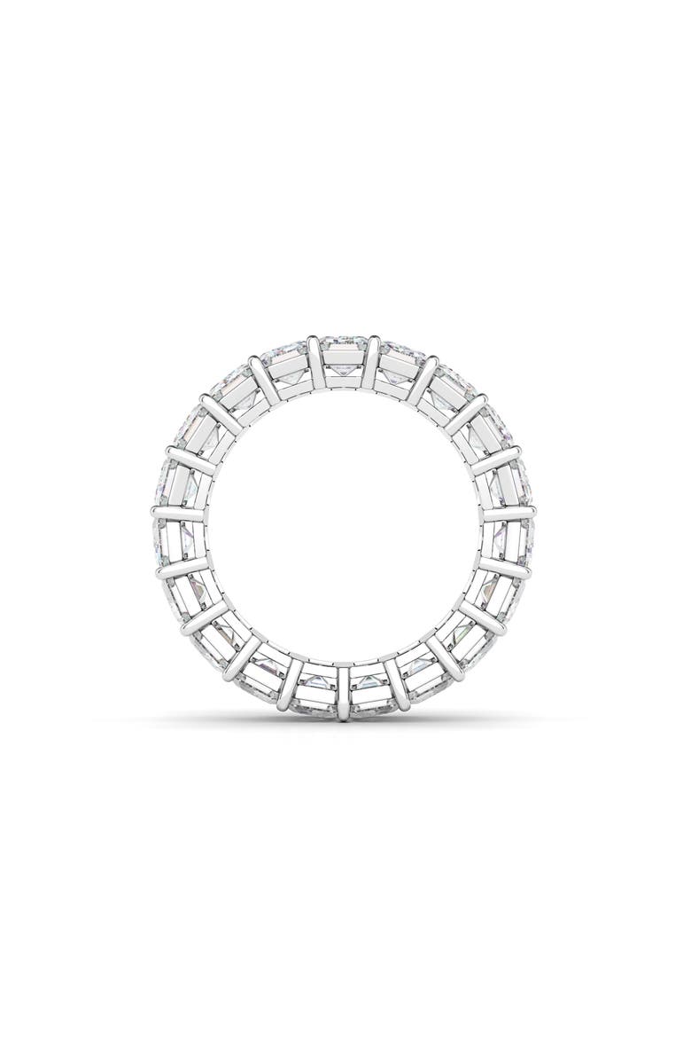 HauteCarat Emerald Cut Lab Created Diamond 18K Gold Eternity Band, Alternate, color, White Gold