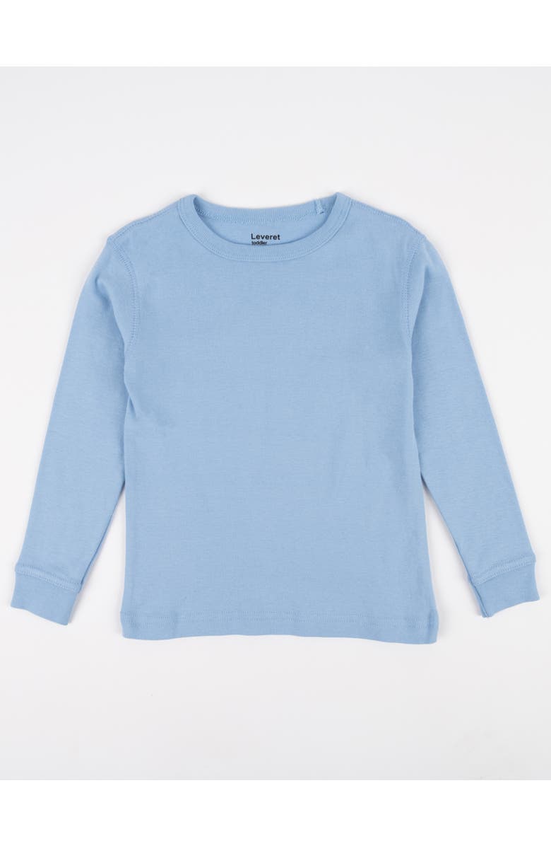 Leveret Kids Long Sleeve T-Shirt, 100% Cotton, Solid Colors, Main, color, Light Blue