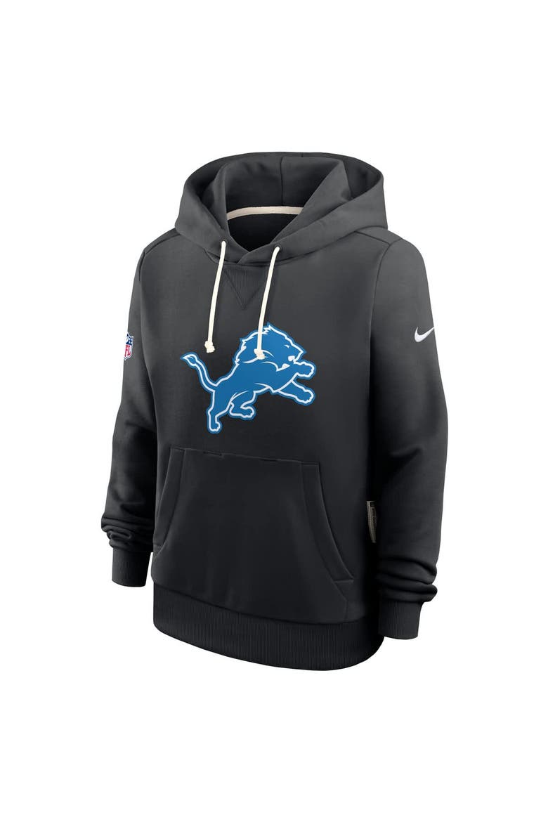 Women's Nike Black Detroit Lions Throwback Sideline Standard Issue Dri-FIT Hoodie, Alternate, color, Black