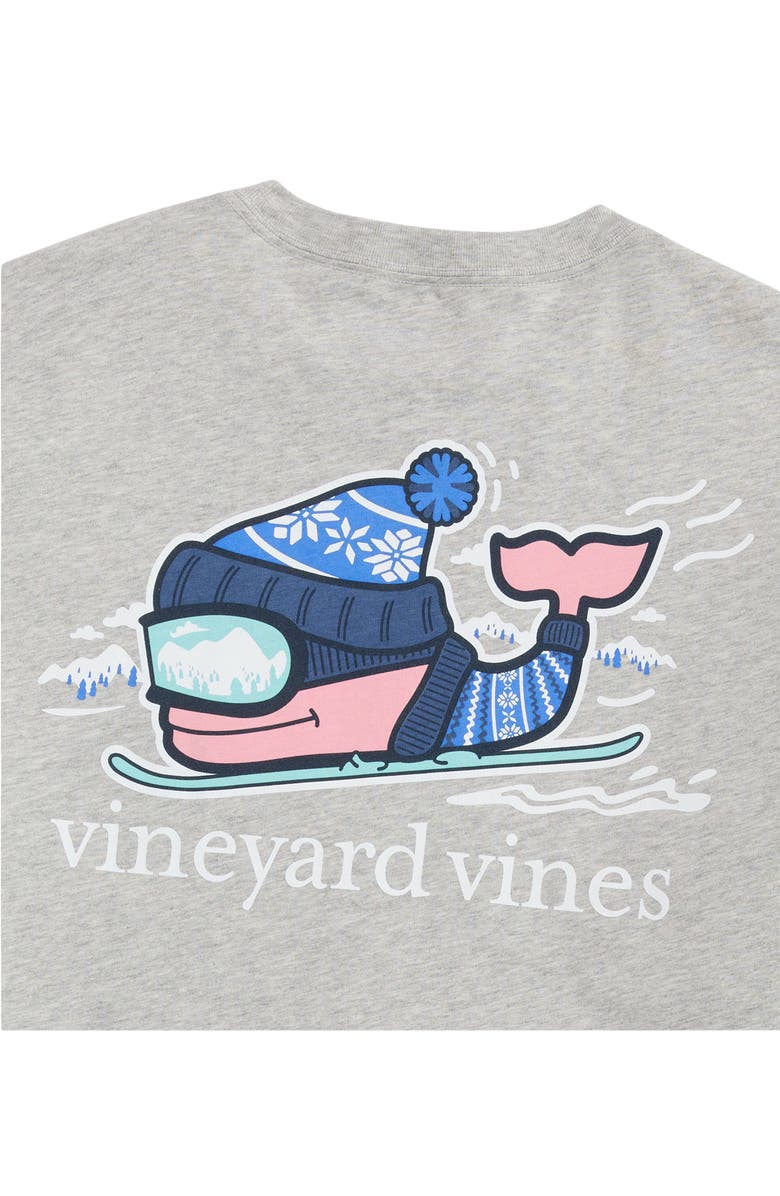 vineyard vines Downhill Ski Whale Long Sleeve Pocket Graphic T-Shirt, Alternate, color, Grey Heather