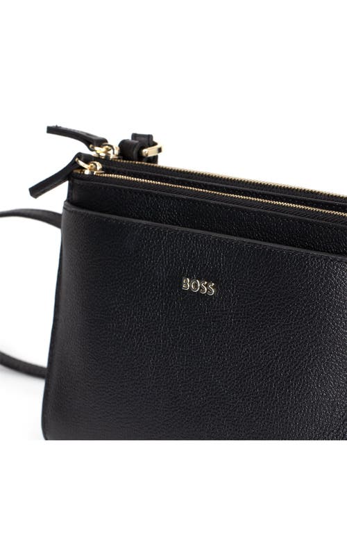 Hugo Boss Hugo Mini Alyce Leather Crossbody Bag In Black