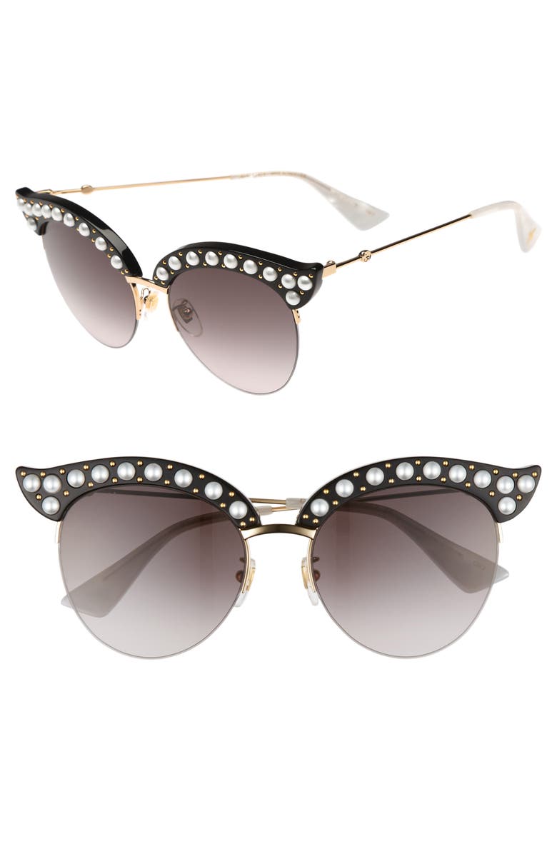 Gucci 53mm Embellished Cat Eye Sunglasses, Main, color,