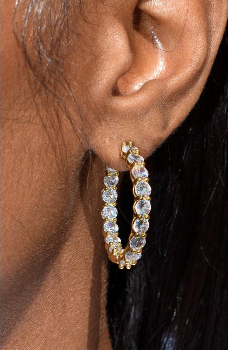 BEN ONI Inside Out CZ Hoop Earrings, Alternate, color, Gold