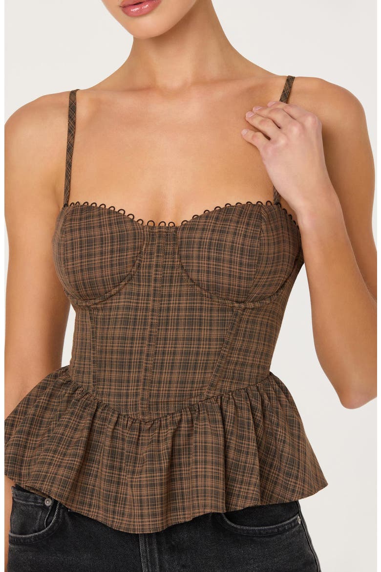 Baylin Corset Top, Alternate, color, BLACK BROWN PLAID