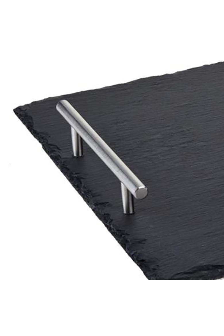Slate Tray with Stainless Steel Handles, Alternate, color, Black