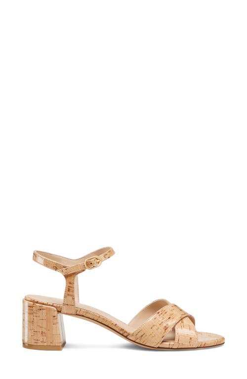 Stuart Weitzman Dayna Cork Crisscross Ankle-strap Sandals In Natural.
