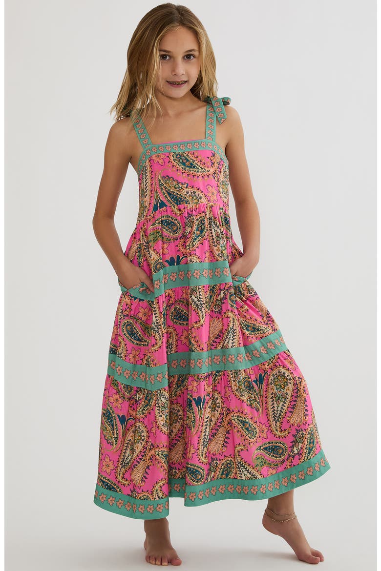 Kids' Little Charlotte Tiered Dress, Main, color, CAPRI SOLEIL PAISLEY