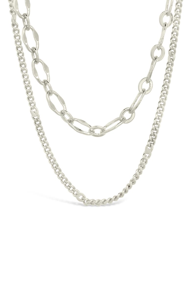 Sterling Forever Serenity Mixed Chain Necklace, Alternate, color, Silver