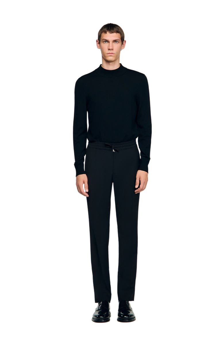 SANDRO Elasticated straight-leg trousers, Alternate, color, Black
