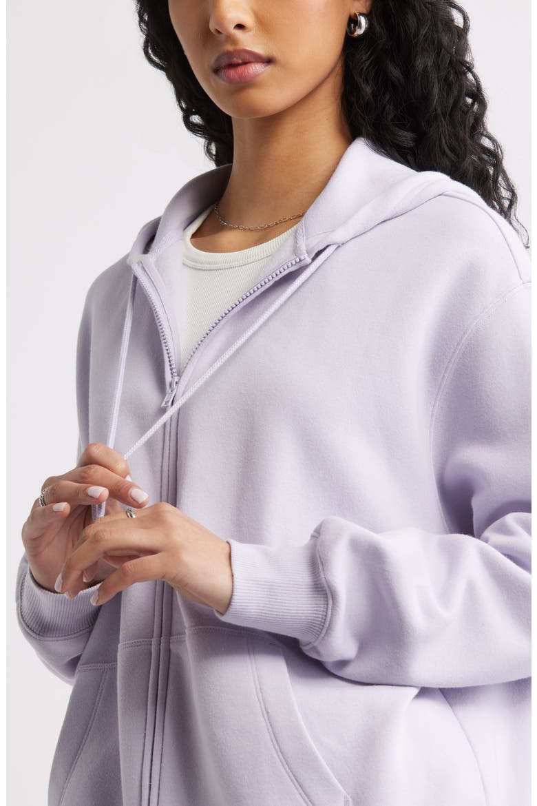 Oversize Zip Fleece Hoodie, Alternate, color, PURPLE THISTLE