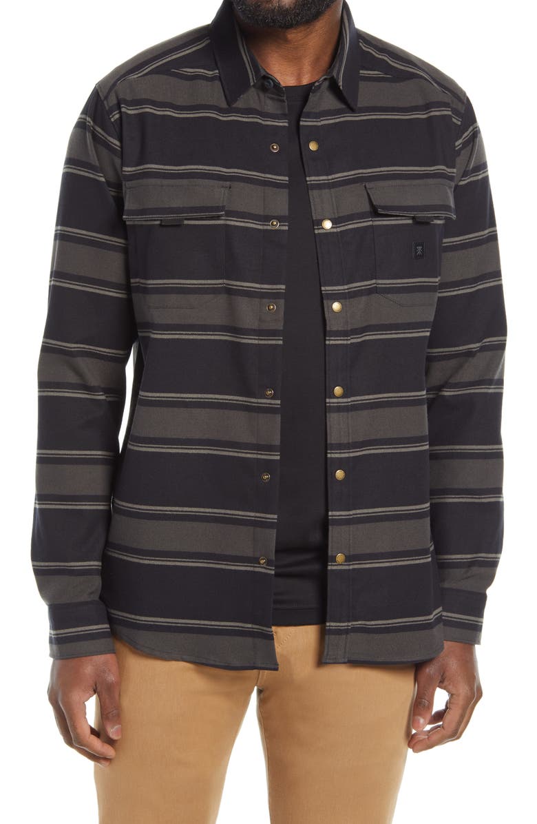 Roark Diablo Classic Fit Stripe Water Repellent Snap-Up Shirt Jacket, Main, color, 