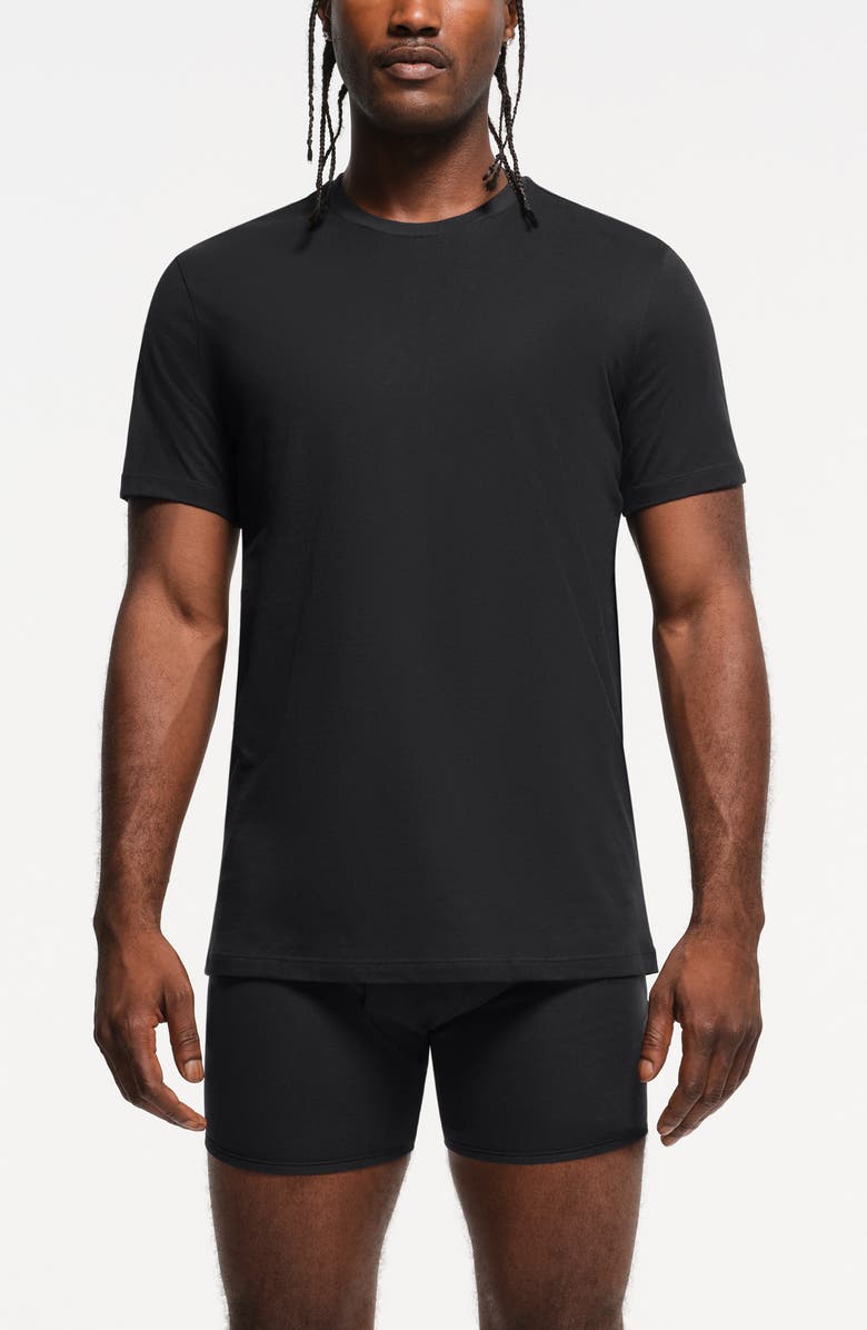 SKIMS 3-Pack Lightweight Cotton T-Shirts, Main, color, Obsidian