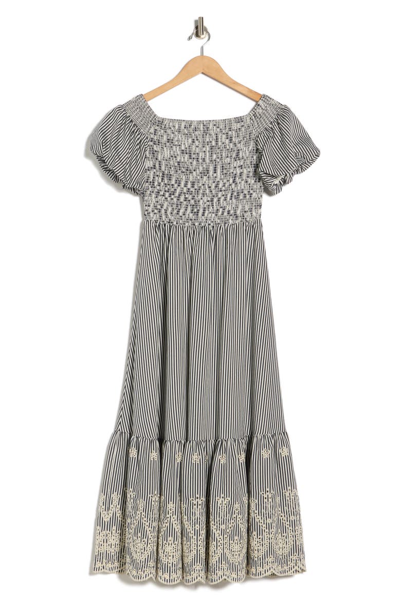 Striped Midi Dress, Alternate, color, NAVY WHITE